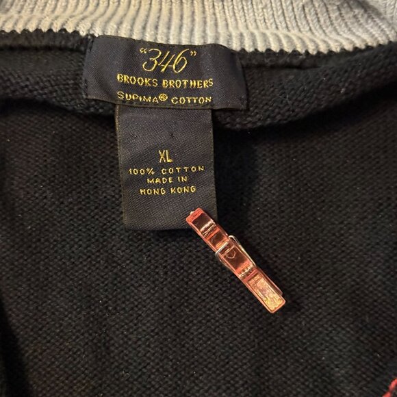 Vintage Brooks Brothers 346 XL Sweater Navy Red Golf Preppy Y2K - Picture 3 of 8